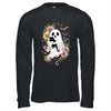 Spooky Ghost Holding Black Cat Groovy Floral Halloween Shirt & Hoodie | siriusteestore