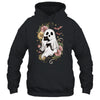 Spooky Ghost Holding Black Cat Groovy Floral Halloween Shirt & Hoodie | siriusteestore