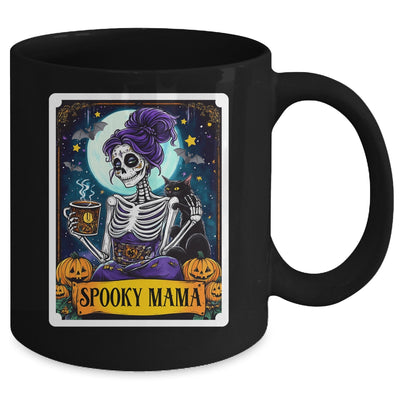 Spooky Mama Tarot Card Halloween Mom Skull Mama Black Cat Mug | siriusteestore