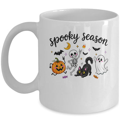 Spooky Season Halloween Cute Ghost Skeleton Cat Pumpkin Mug | siriusteestore