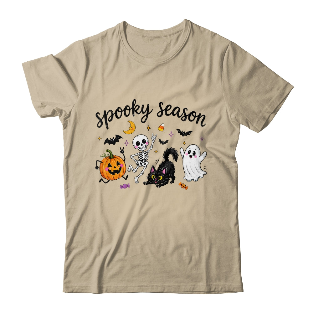 Spooky Season Halloween Cute Ghost Skeleton Cat Pumpkin Shirt & Sweatshirt | siriusteestore