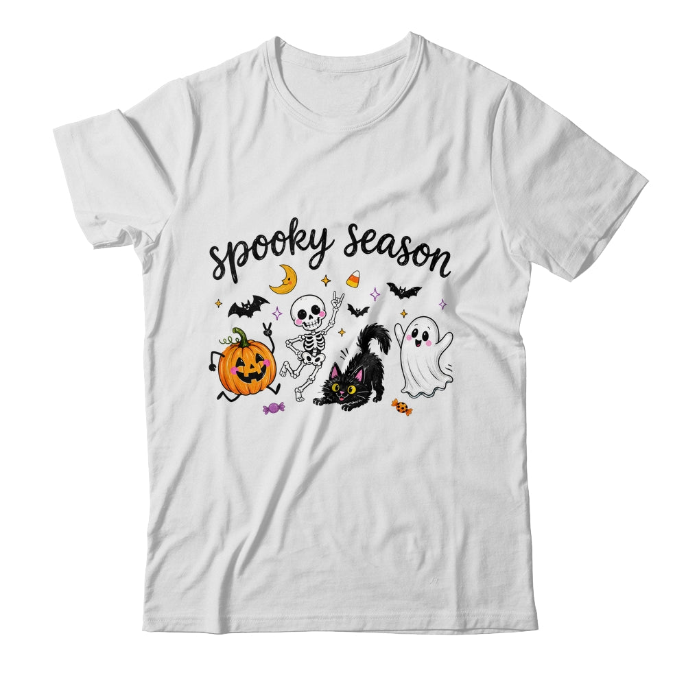 Spooky Season Halloween Cute Ghost Skeleton Cat Pumpkin Shirt & Sweatshirt | siriusteestore