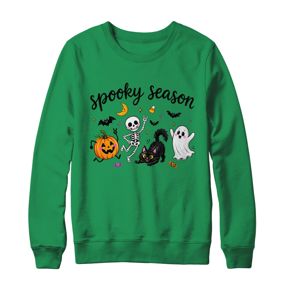 Spooky Season Halloween Cute Ghost Skeleton Cat Pumpkin Shirt & Sweatshirt | siriusteestore