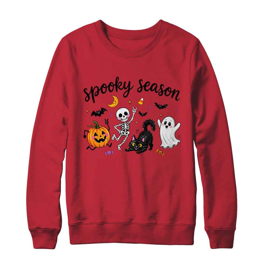 Spooky Season Halloween Cute Ghost Skeleton Cat Pumpkin Shirt & Sweatshirt | siriusteestore