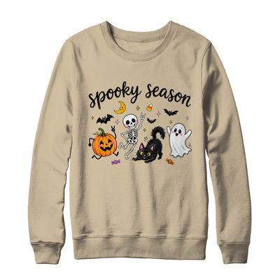 Spooky Season Halloween Cute Ghost Skeleton Cat Pumpkin Shirt & Sweatshirt | siriusteestore