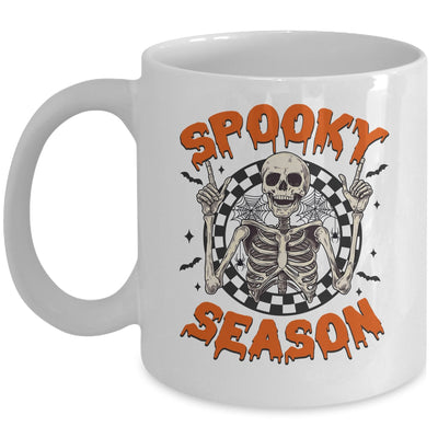 Spooky Season Retro Halloween Skeleton Halloween Bats Design Mug | siriusteestore