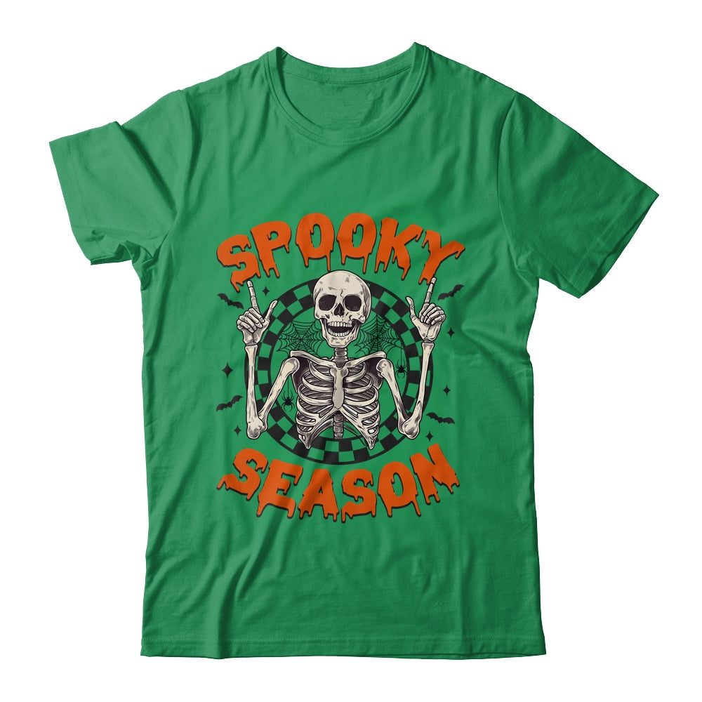 Spooky Season Retro Halloween Skeleton Halloween Bats Design Shirt & Sweatshirt | siriusteestore