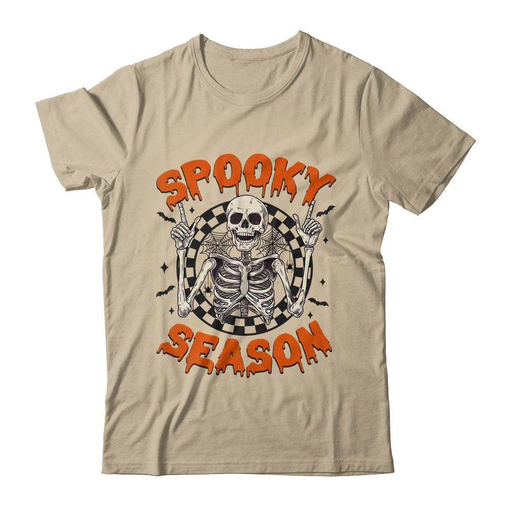 Spooky Season Retro Halloween Skeleton Halloween Bats Design Shirt & Sweatshirt | siriusteestore