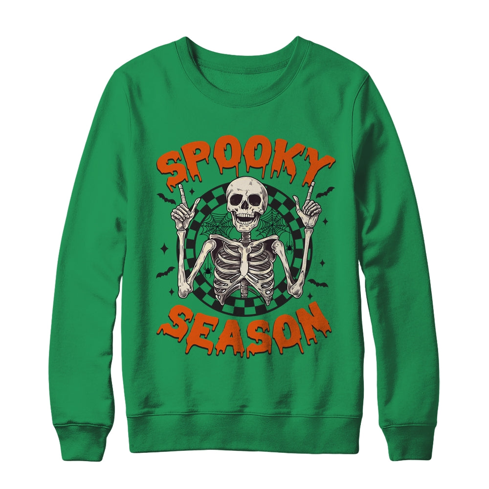 Spooky Season Retro Halloween Skeleton Halloween Bats Design Shirt & Sweatshirt | siriusteestore
