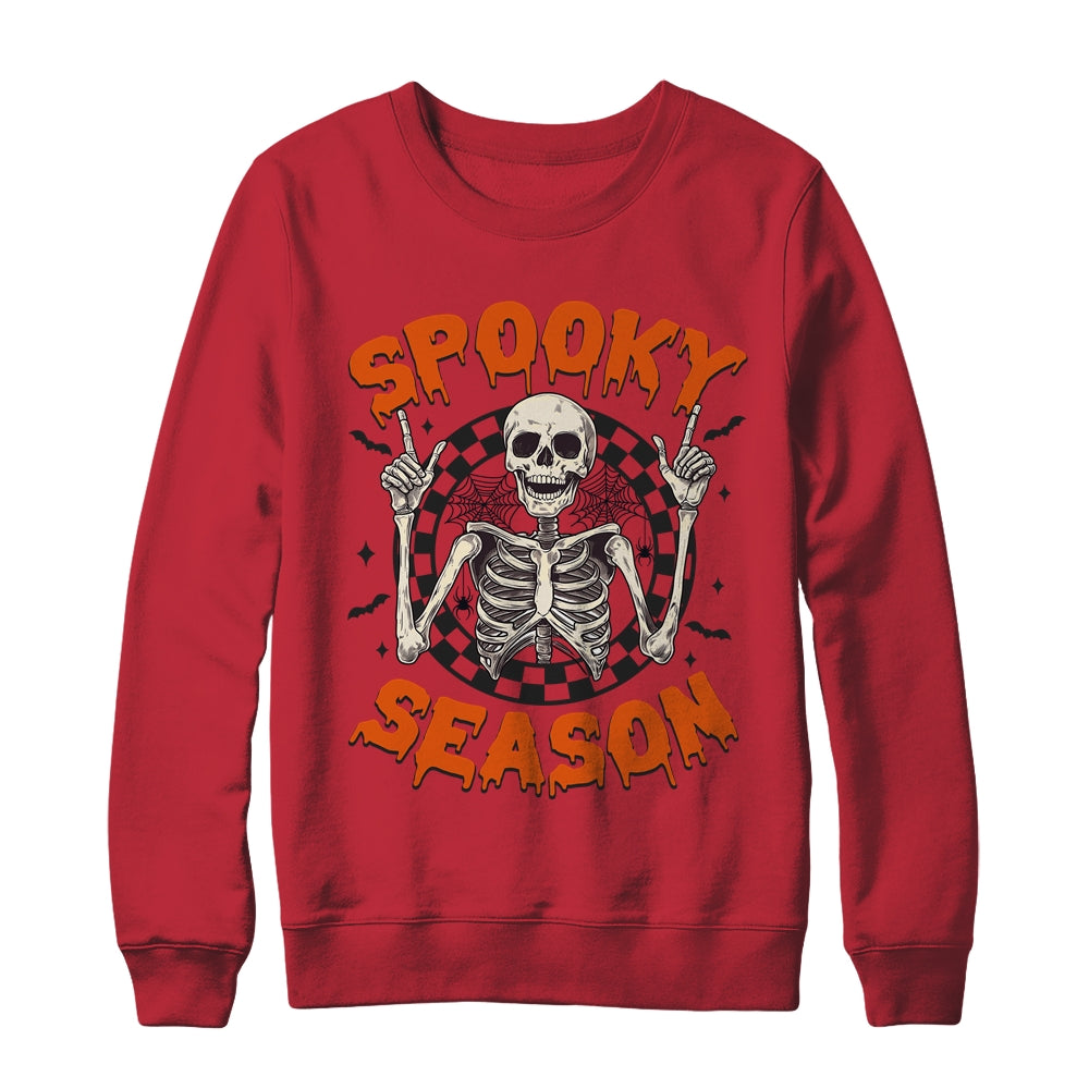 Spooky Season Retro Halloween Skeleton Halloween Bats Design Shirt & Sweatshirt | siriusteestore