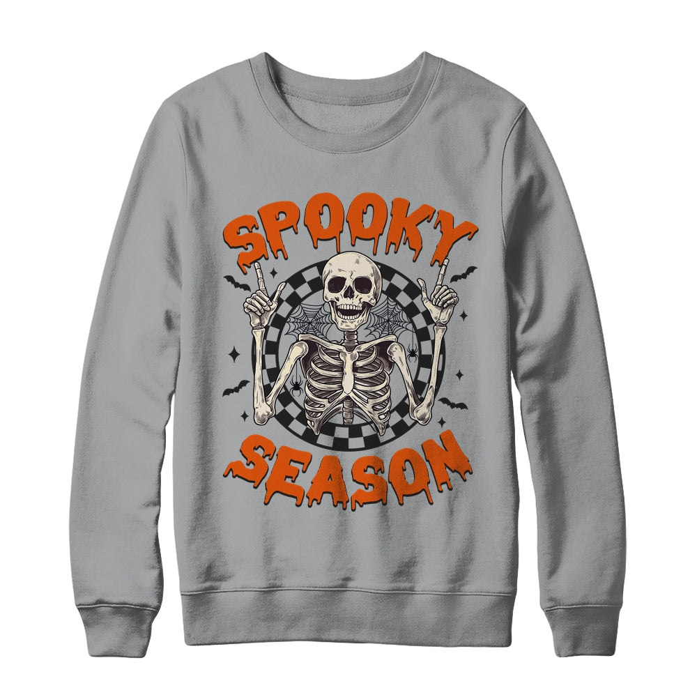 Spooky Season Retro Halloween Skeleton Halloween Bats Design Shirt & Sweatshirt | siriusteestore