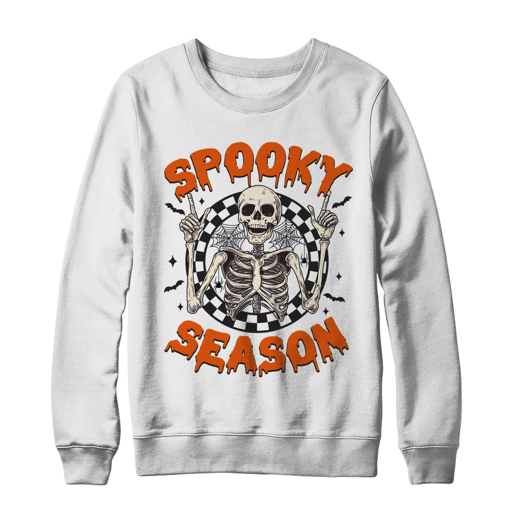 Spooky Season Retro Halloween Skeleton Halloween Bats Design Shirt & Sweatshirt | siriusteestore