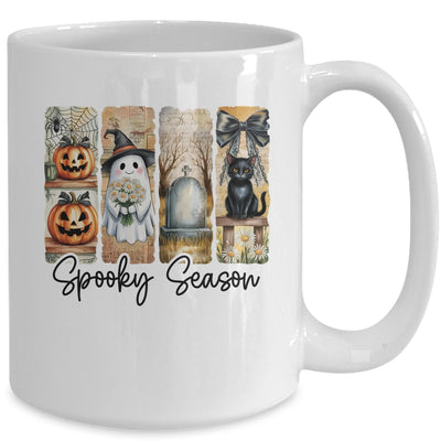 Spooky Season Vintage Halloween Ghost Cat Coquette Pumpkin Mug | siriusteestore