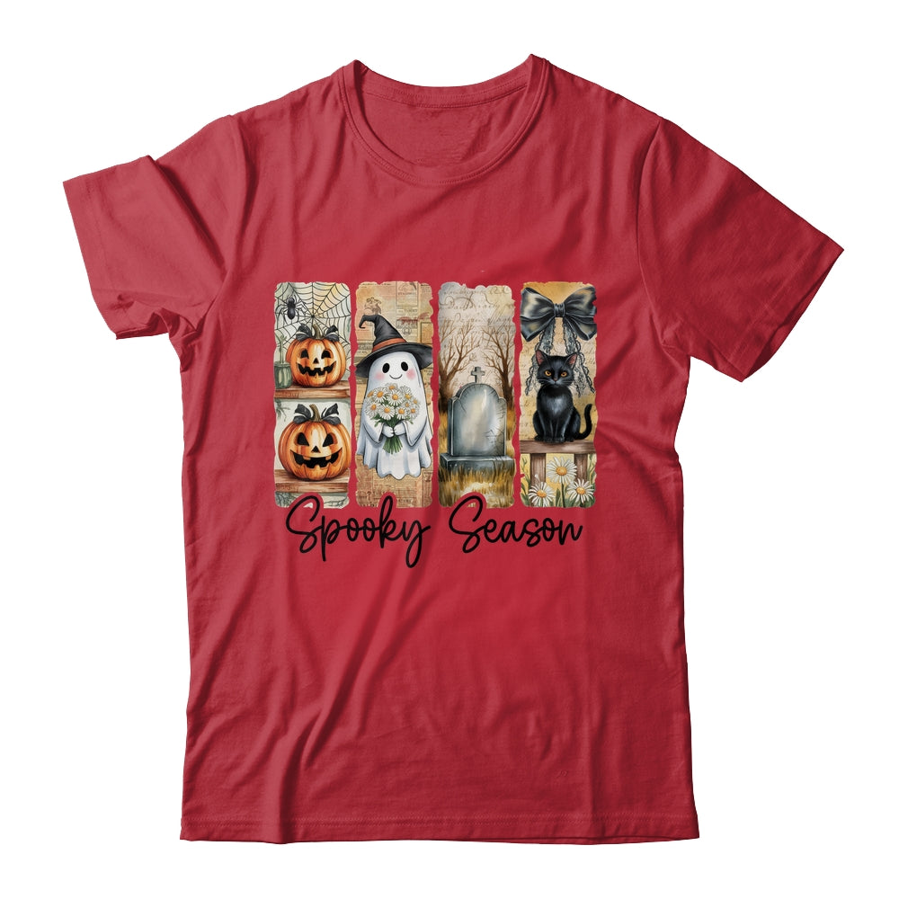 Spooky Season Vintage Halloween Ghost Cat Coquette Pumpkin Shirt & Sweatshirt | siriusteestore