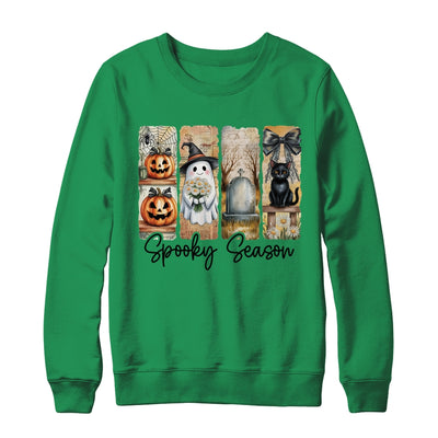 Spooky Season Vintage Halloween Ghost Cat Coquette Pumpkin Shirt & Sweatshirt | siriusteestore