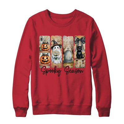 Spooky Season Vintage Halloween Ghost Cat Coquette Pumpkin Shirt & Sweatshirt | siriusteestore