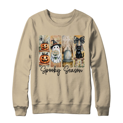 Spooky Season Vintage Halloween Ghost Cat Coquette Pumpkin Shirt & Sweatshirt | siriusteestore