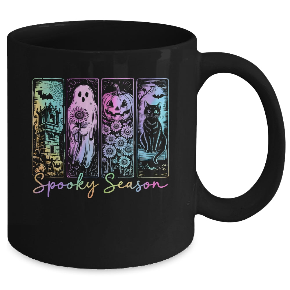 Spooky Season Vintage Halloween Ghost Cat Horror Movie Women Mug | siriusteestore