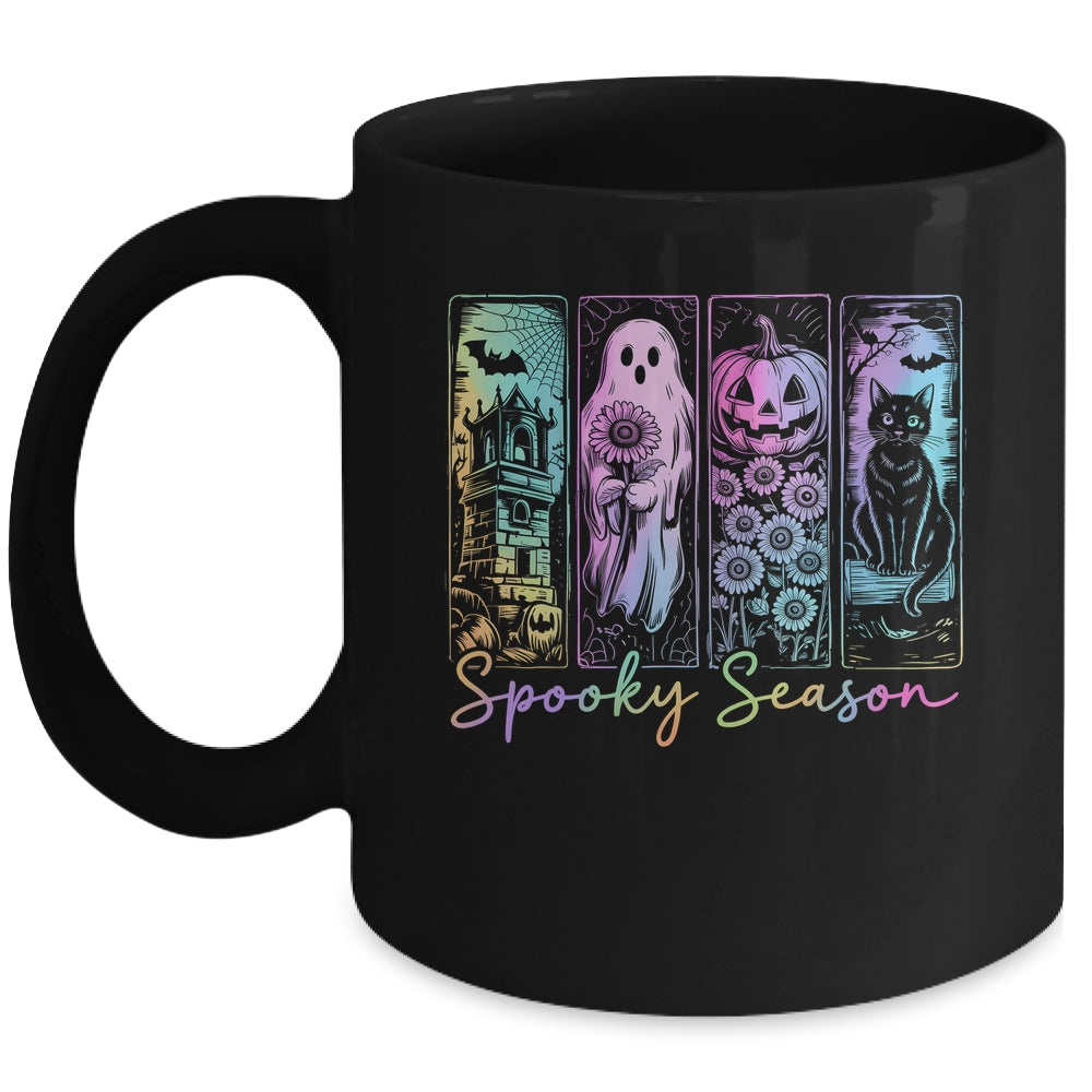 Spooky Season Vintage Halloween Ghost Cat Horror Movie Women Mug | siriusteestore