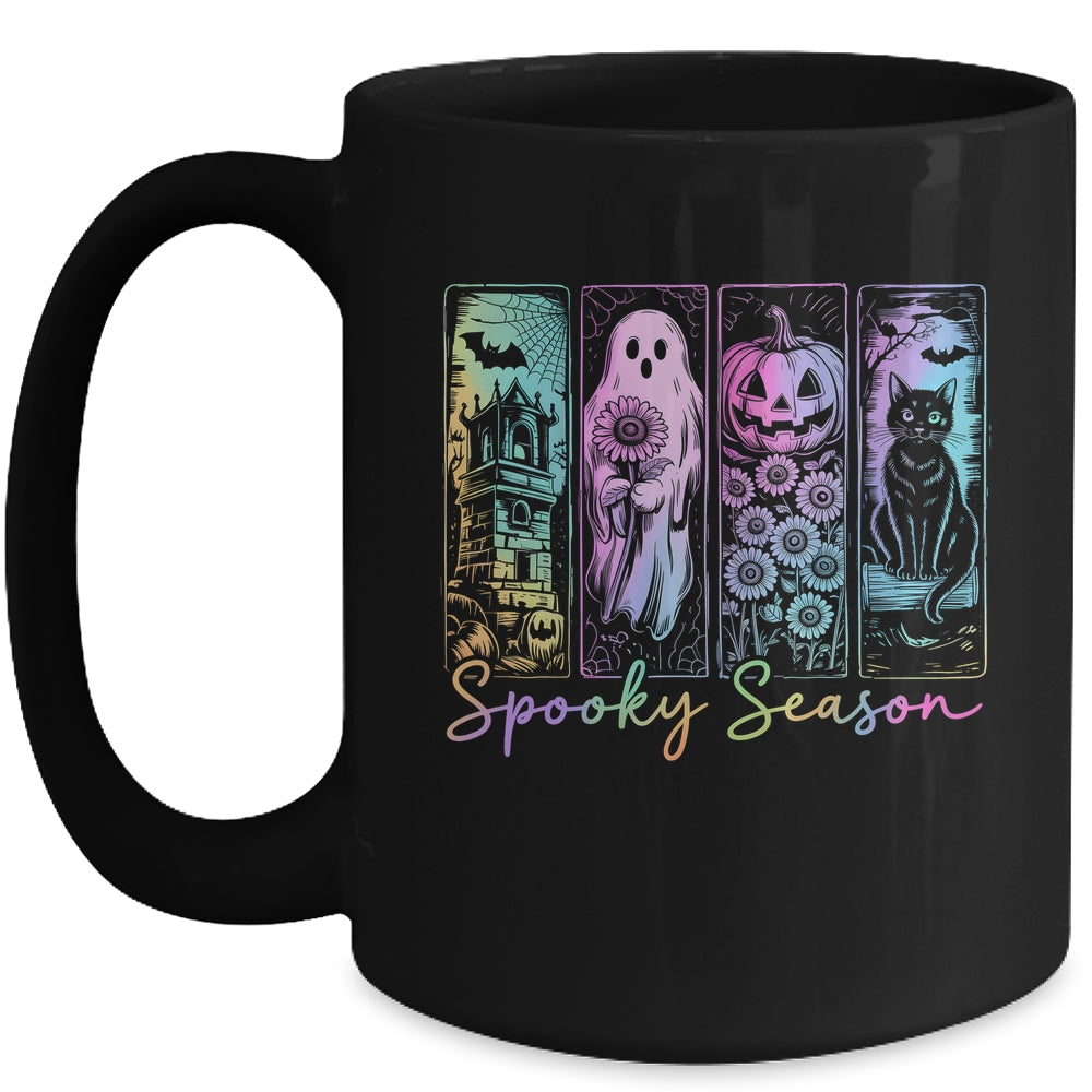 Spooky Season Vintage Halloween Ghost Cat Horror Movie Women Mug | siriusteestore