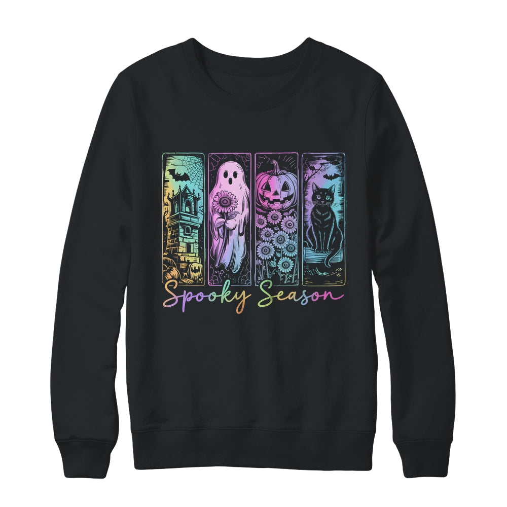 Spooky Season Vintage Halloween Ghost Cat Horror Movie Women Shirt & Sweatshirt | siriusteestore