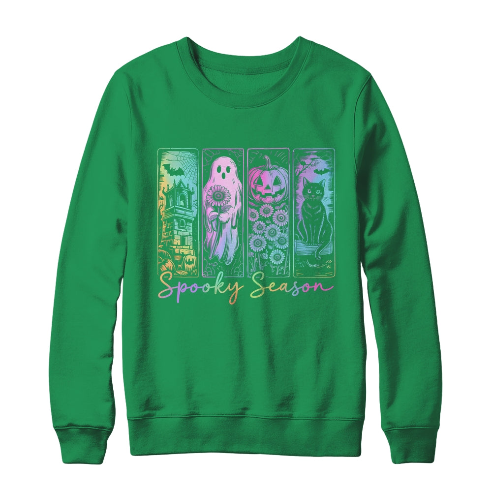 Spooky Season Vintage Halloween Ghost Cat Horror Movie Women Shirt & Sweatshirt | siriusteestore