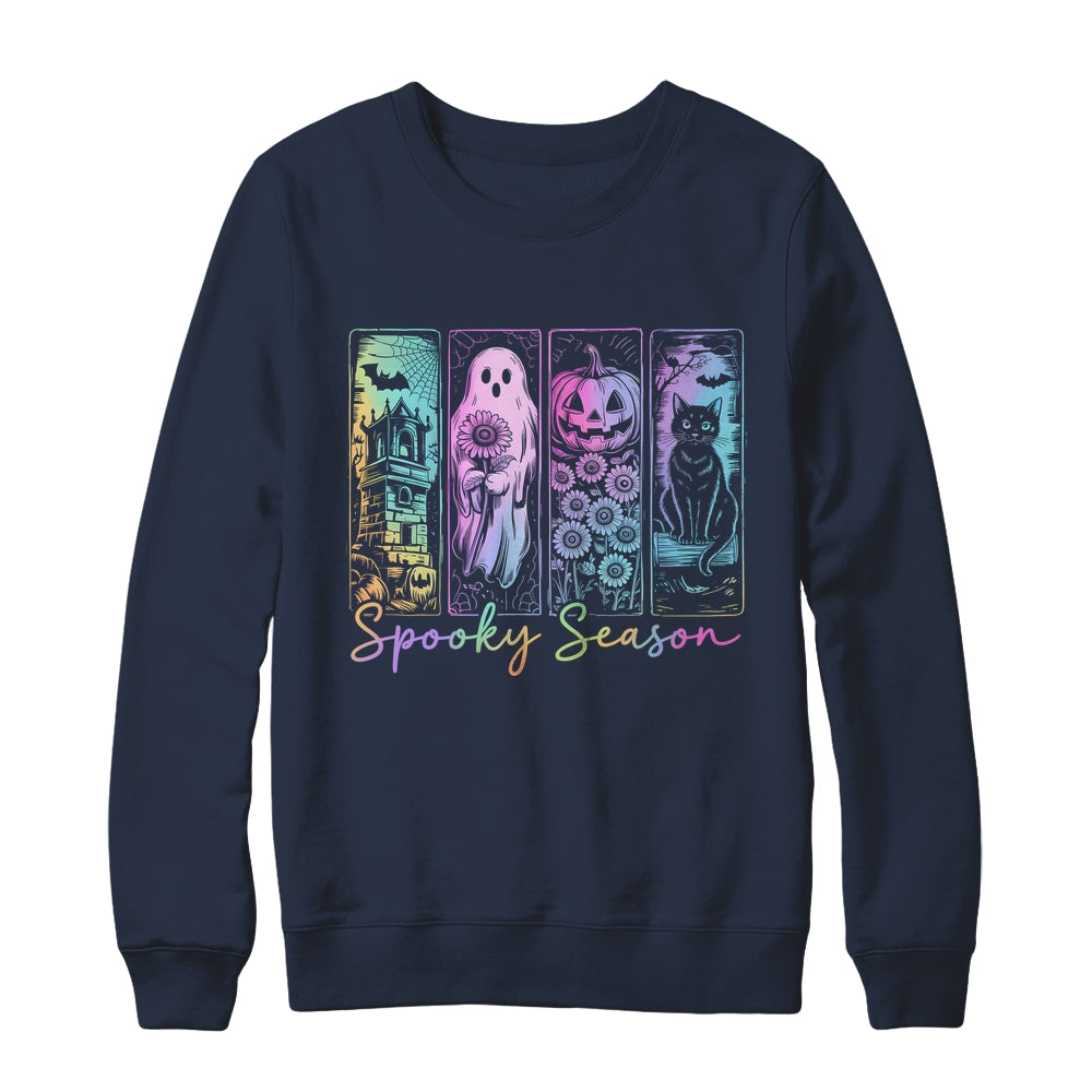Spooky Season Vintage Halloween Ghost Cat Horror Movie Women Shirt & Sweatshirt | siriusteestore