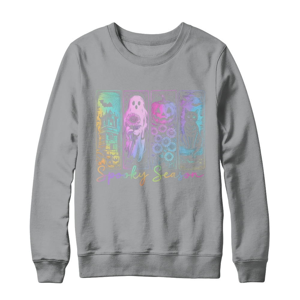 Spooky Season Vintage Halloween Ghost Cat Horror Movie Women Shirt & Sweatshirt | siriusteestore
