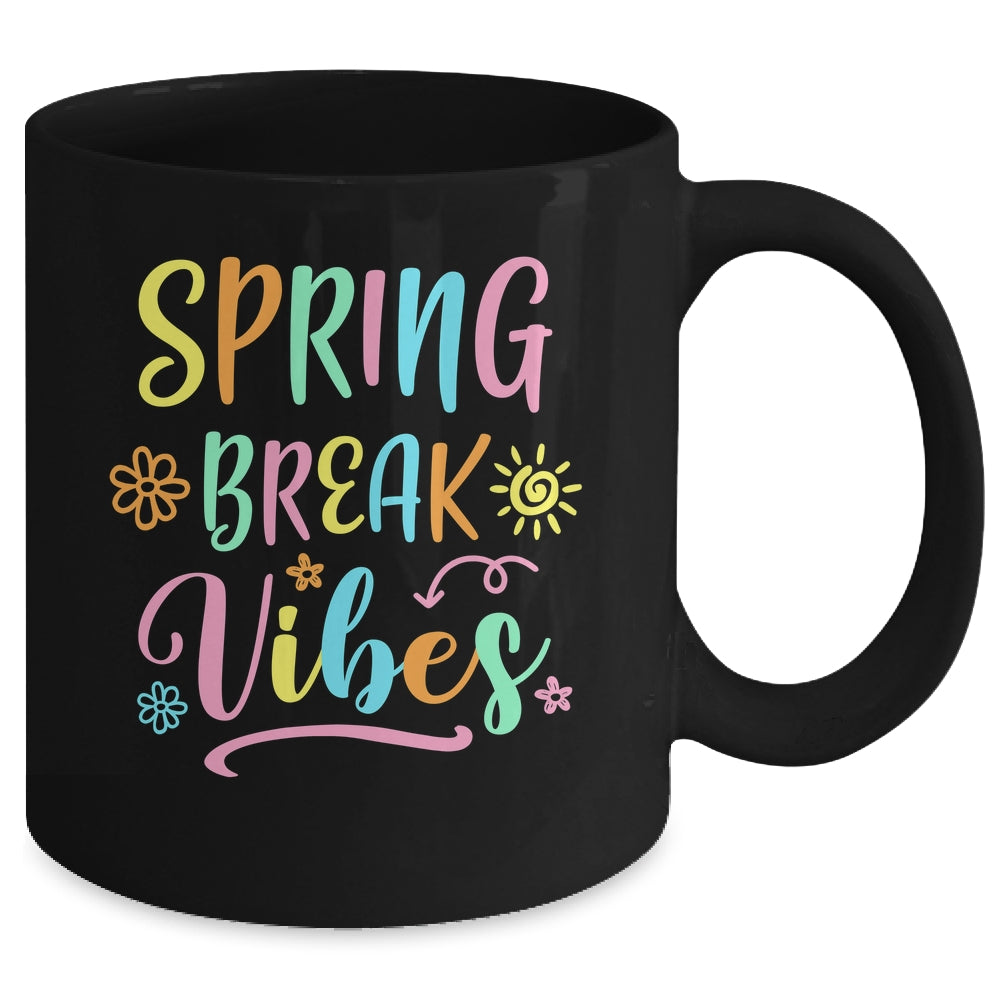 Spring Break Vibes Funny Spring Break Teacher Floral Pattern Mug | siriusteestore