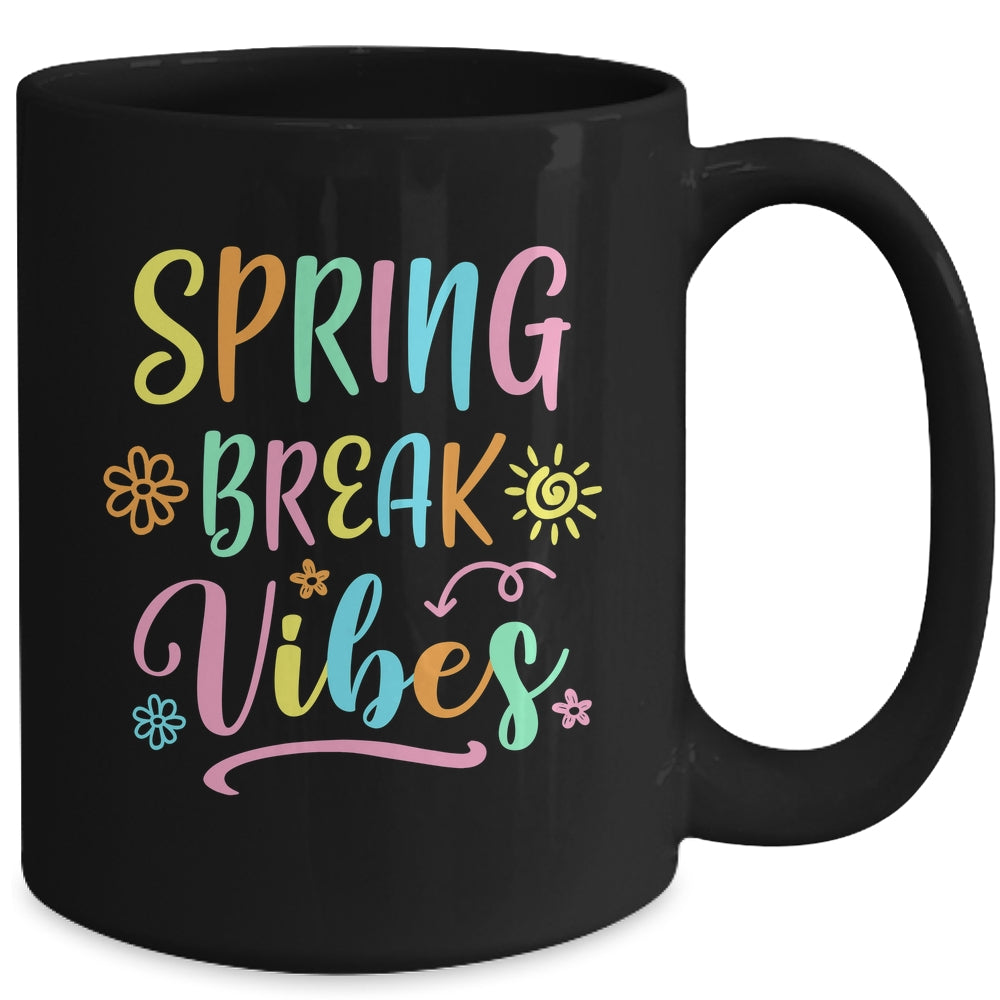 Spring Break Vibes Funny Spring Break Teacher Floral Pattern Mug | siriusteestore