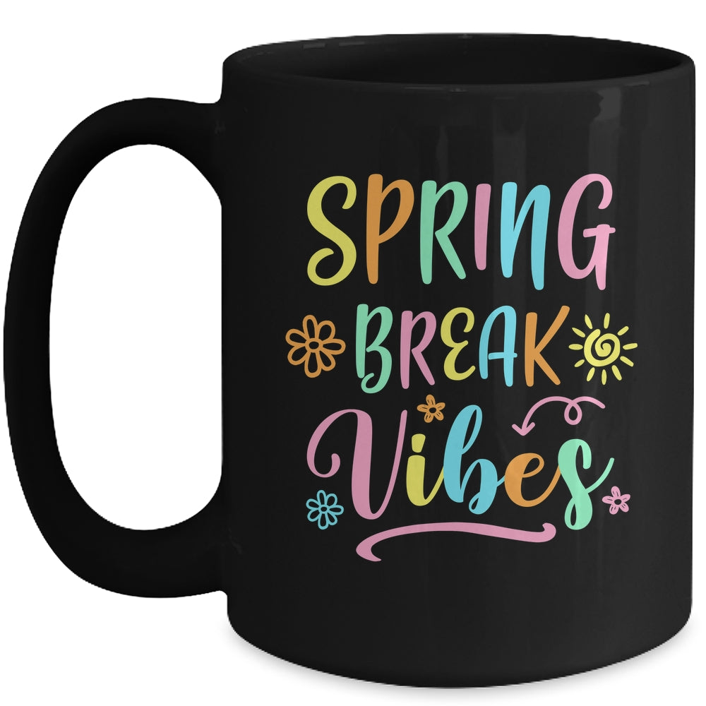 Spring Break Vibes Funny Spring Break Teacher Floral Pattern Mug | siriusteestore