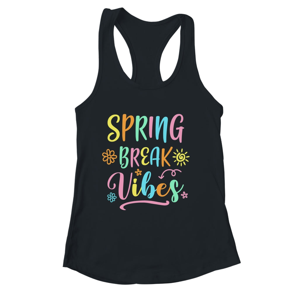 Spring Break Vibes Funny Spring Break Teacher Floral Pattern Shirt & Tank Top | siriusteestore