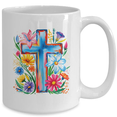 Spring Floral Cross Faith Jesus Christian Easter Faith Women Mug | siriusteestore