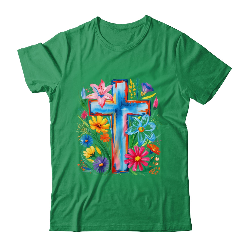 Spring Floral Cross Faith Jesus Christian Easter Faith Women Shirt & Hoodie | siriusteestore