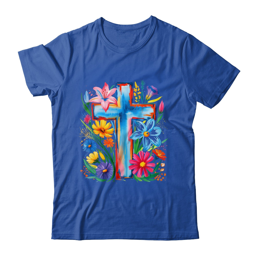 Spring Floral Cross Faith Jesus Christian Easter Faith Women Shirt & Hoodie | siriusteestore