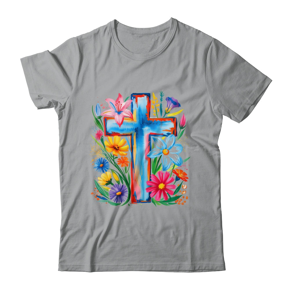 Spring Floral Cross Faith Jesus Christian Easter Faith Women Shirt & Hoodie | siriusteestore