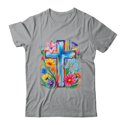 Spring Floral Cross Faith Jesus Christian Easter Faith Women Shirt & Hoodie | siriusteestore