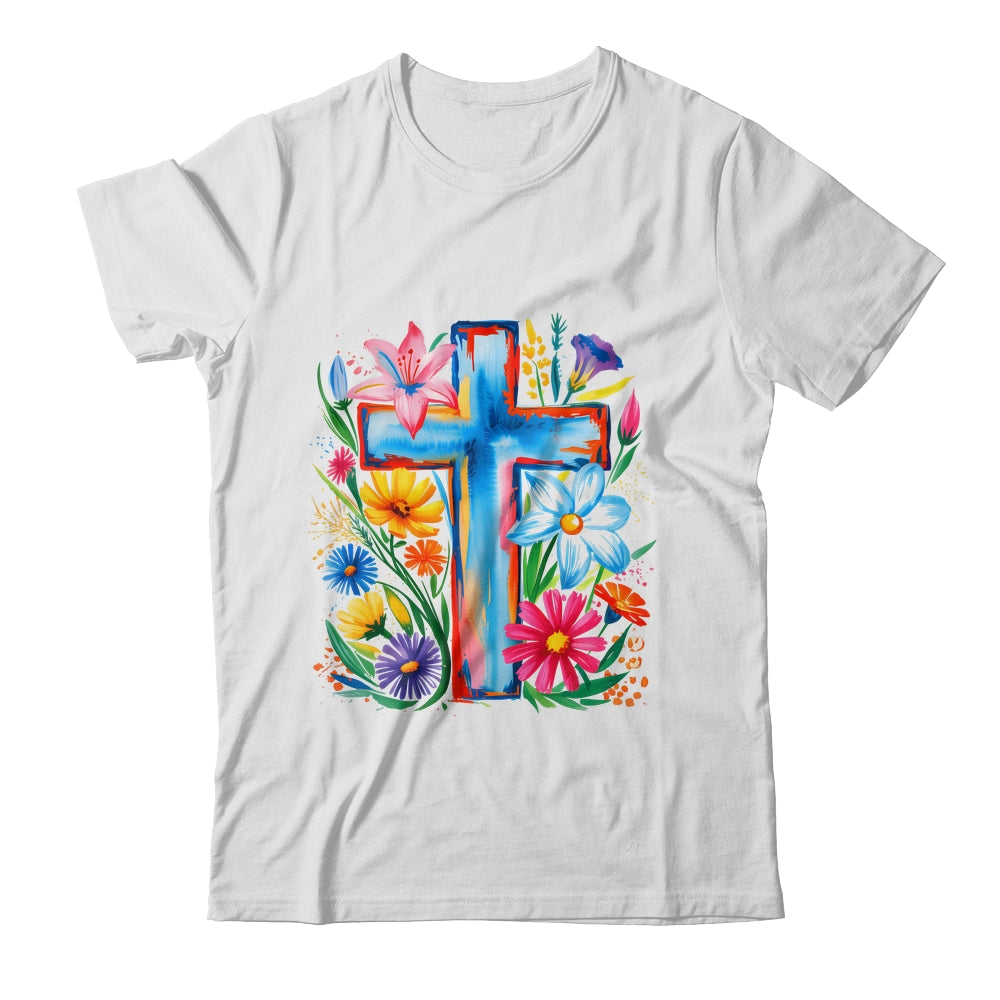 Spring Floral Cross Faith Jesus Christian Easter Faith Women Shirt & Hoodie | siriusteestore