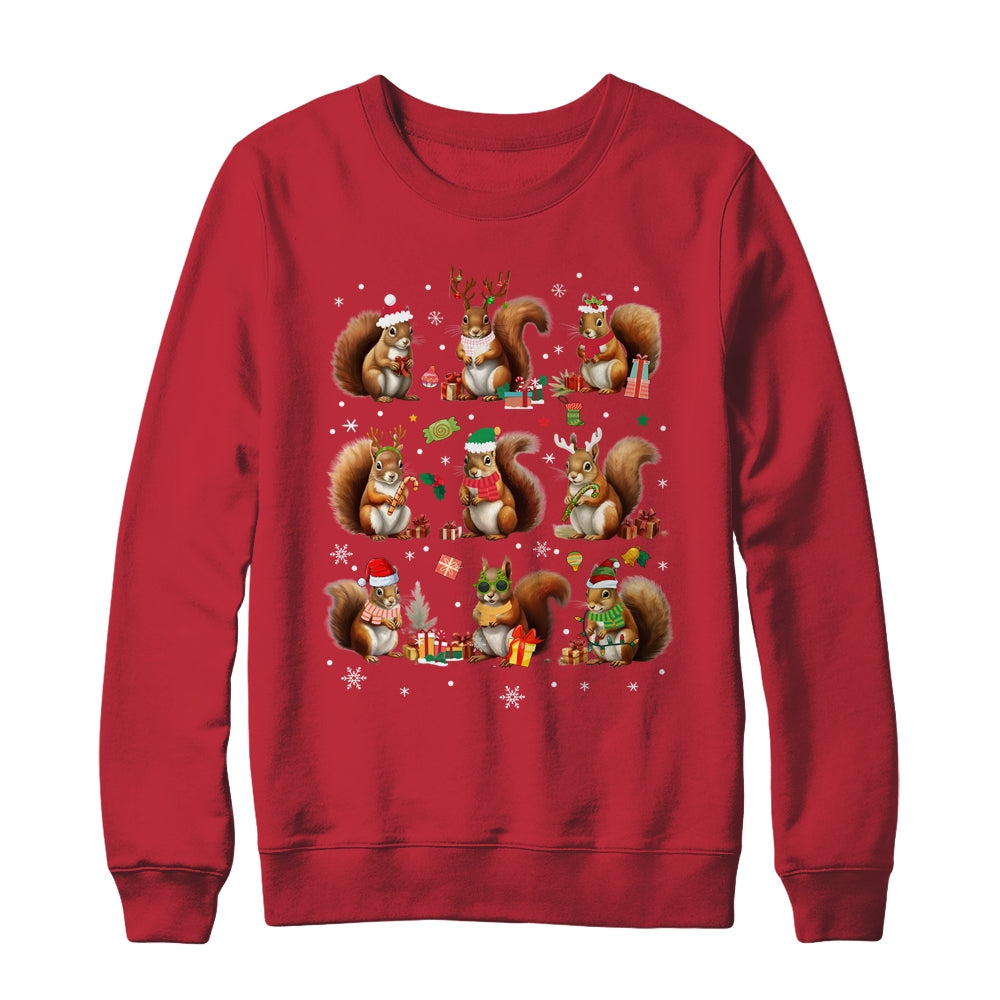 Squirrels Christmas Lights Decor Funny Squirrel Lover Xmas Shirt & Sweatshirt | siriusteestore