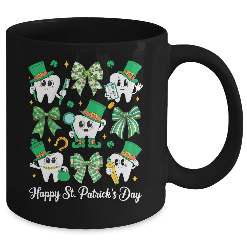 St Patrick Dentist Dental Assistant Teeth Irish Coquette Bow Mug | siriusteestore