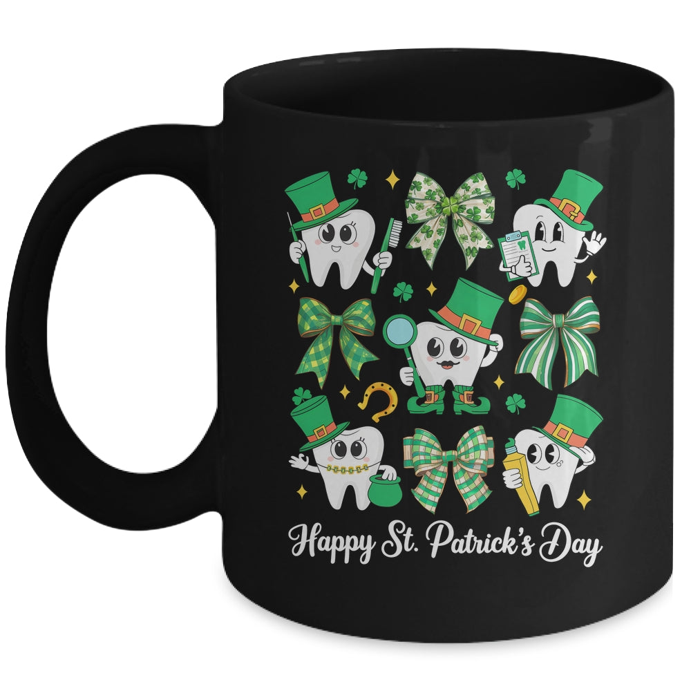 St Patrick Dentist Dental Assistant Teeth Irish Coquette Bow Mug | siriusteestore