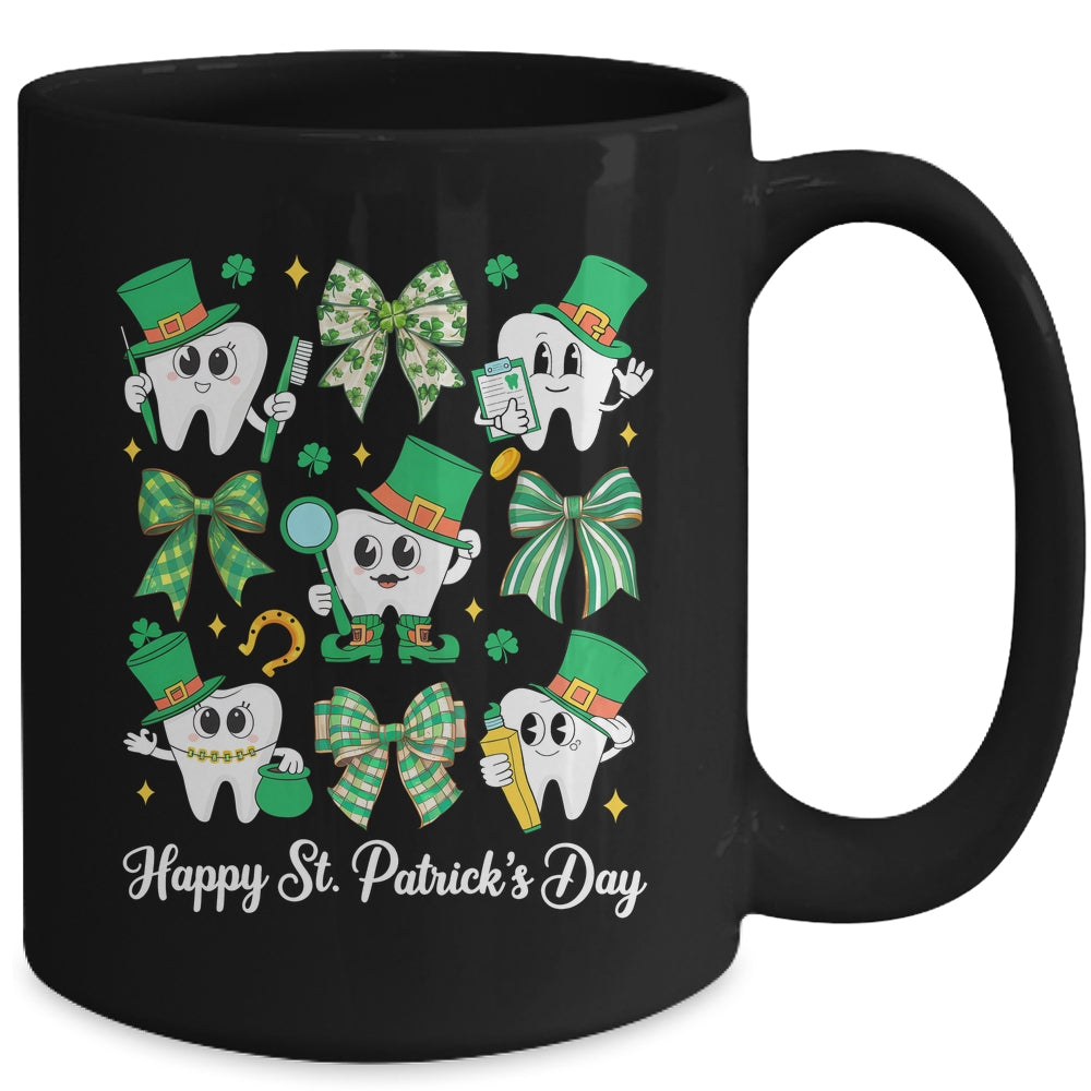 St Patrick Dentist Dental Assistant Teeth Irish Coquette Bow Mug | siriusteestore