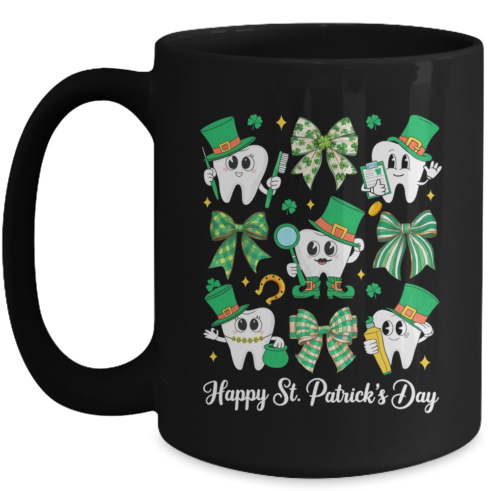 St Patrick Dentist Dental Assistant Teeth Irish Coquette Bow Mug | siriusteestore