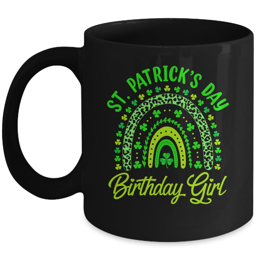 St Patrick's Day Birthday Girl Fun Green Shamrock Rainbow Mug | siriusteestore