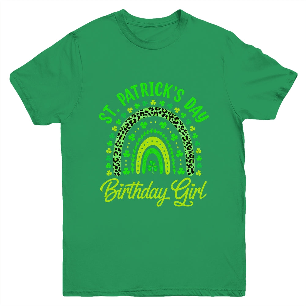 St Patrick's Day Birthday Girl Fun Green Shamrock Rainbow Youth Shirt | siriusteestore