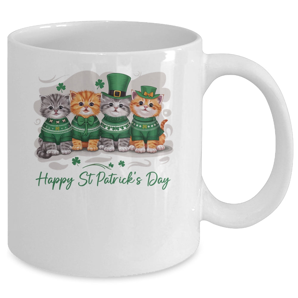 St Patrick's Day Cats Lucky Cat Festive Irish Cute Shamrocks Mug | siriusteestore