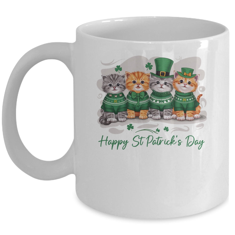 St Patrick's Day Cats Lucky Cat Festive Irish Cute Shamrocks Mug | siriusteestore