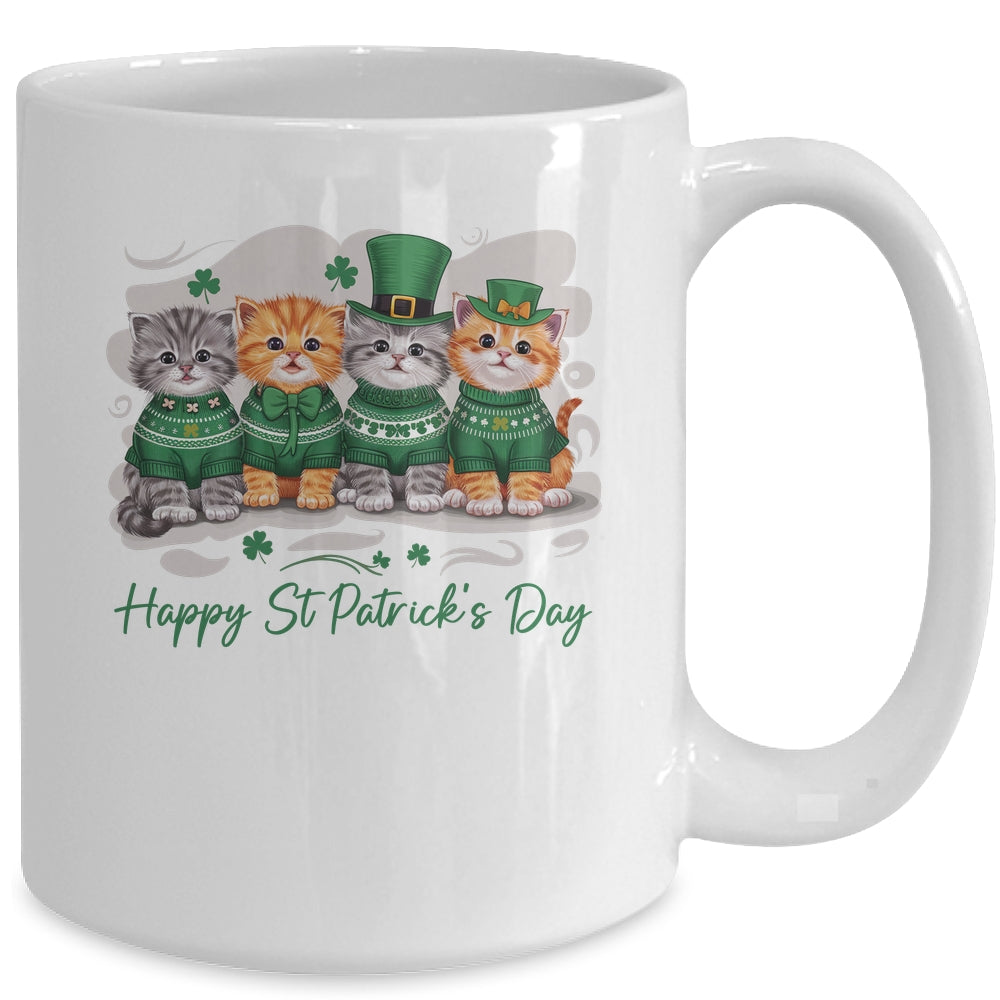 St Patrick's Day Cats Lucky Cat Festive Irish Cute Shamrocks Mug | siriusteestore