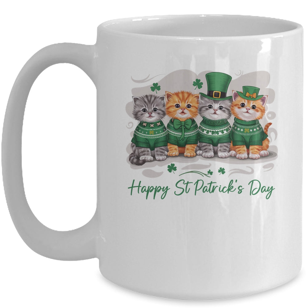 St Patrick's Day Cats Lucky Cat Festive Irish Cute Shamrocks Mug | siriusteestore