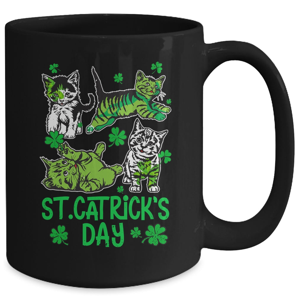 St Patricks Catricks Day Cats Saint Pattys Women Girls Mug | siriusteestore